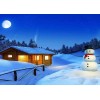 Snowman House and Full Moon Diamond Art Painting kit