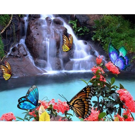 Waterfall & Buterflies