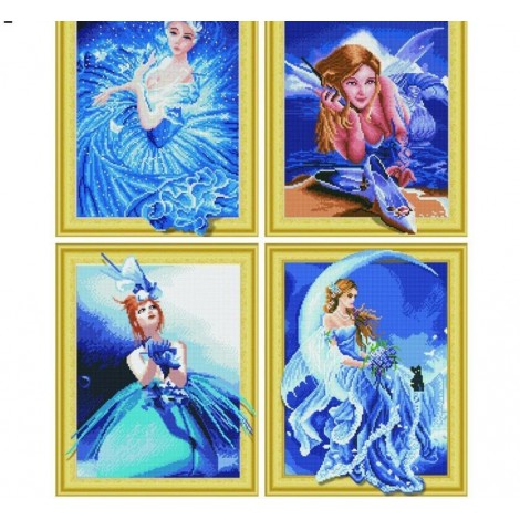 Beautiful Cartoon Fairy Paintings with Rhinestones aka Diamonds