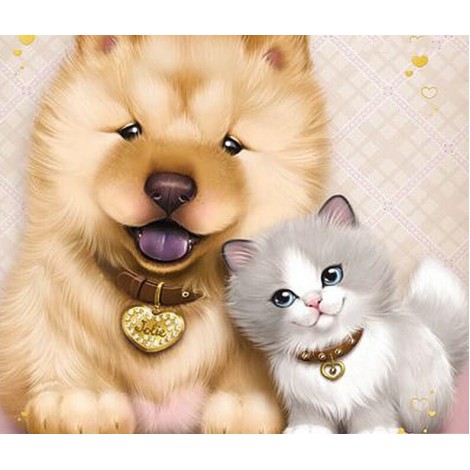 Dog & Cat Cartoon Diamond Art Kit