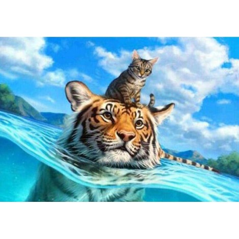 Swimming Cat & Tiger Art Kit