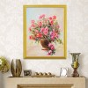 Pink Roses in Golden Vase DIY Painting