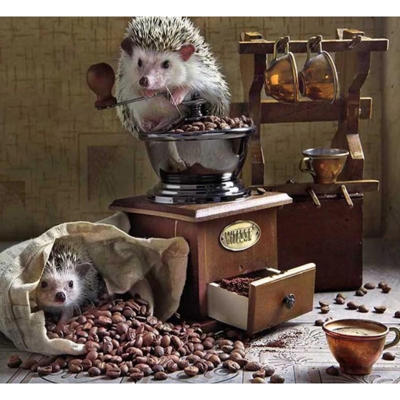Two Hedgehogs & Coff...