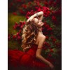 Flowers Garden & Stunning Lady in Red