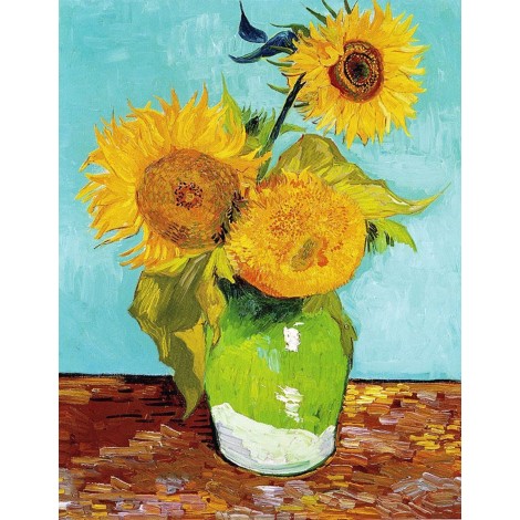 Three Sunflowers in a Vase