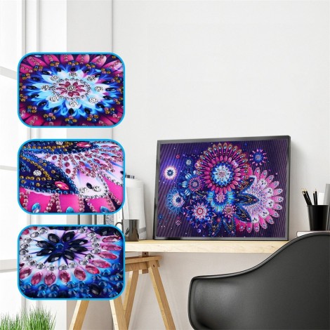 Purple Abstract Flowers Special Diamond Painting