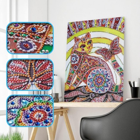 Abstract Cartoon Cat  - Special Diamond Painting