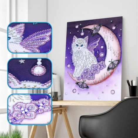 Cat at Moon - Special Diamond Painting