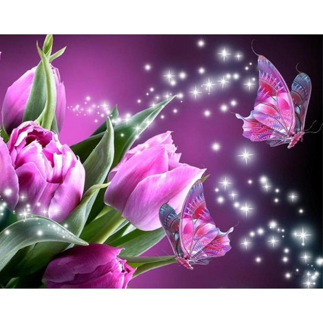 Beautiful Pink Rose & Butterfly