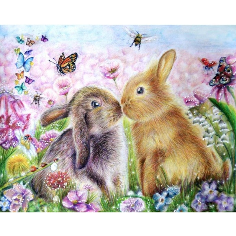Cute Rabbits & Flowe...
