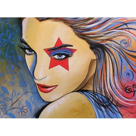 Wonderful Woman with Colorful hairs Diamond Painting