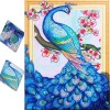 Blue Peacock and Flowers