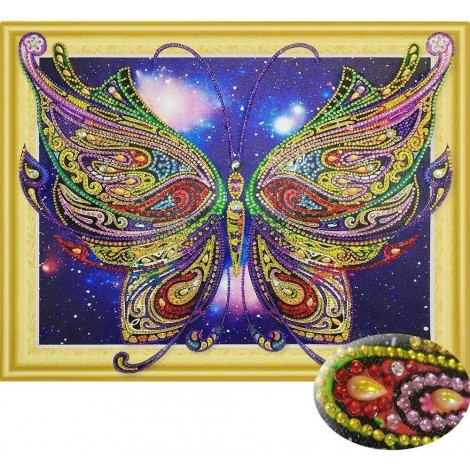 Excellent Butterfly Painting with Diamonds