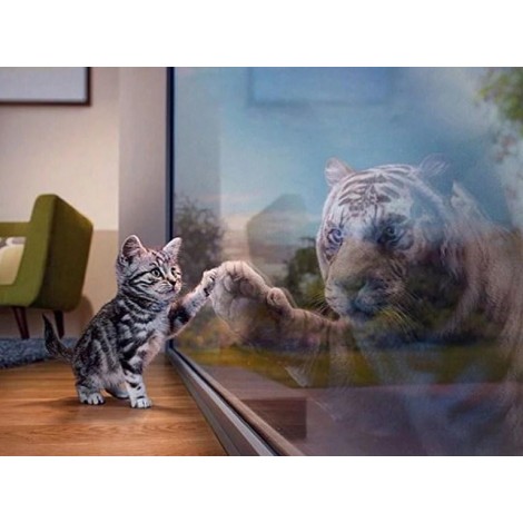 Reflection Art - Cat & Tiger Painting