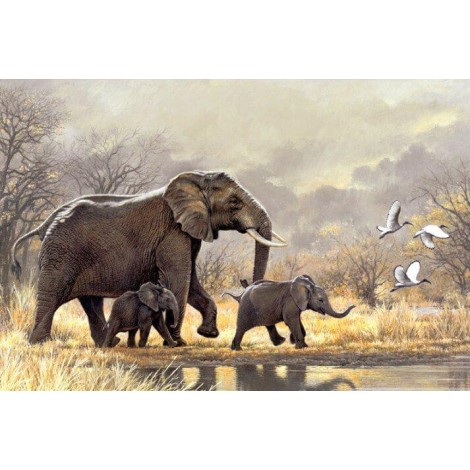 Elephant Family Diamond Art