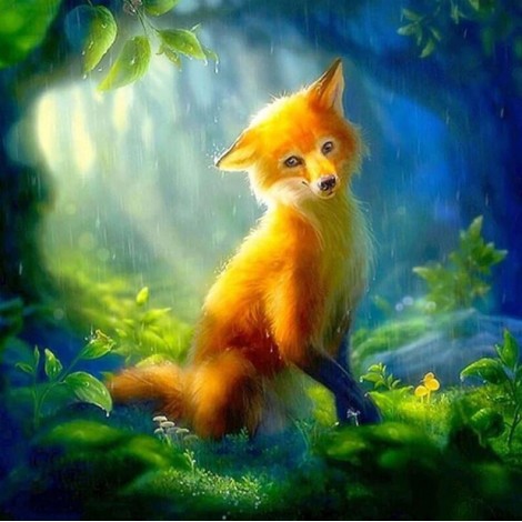 Fox in Rain Diamond Painting Kit