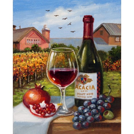 Fruits & Wine - Still Life Painting
