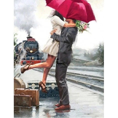 Romantic Couple on Train Station