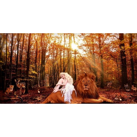 Gorgeous Lady with Forest Animals