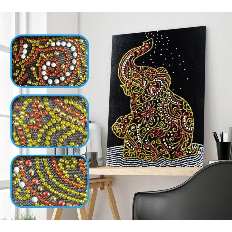 Elephant's Shower Time - Special Diamond Painting