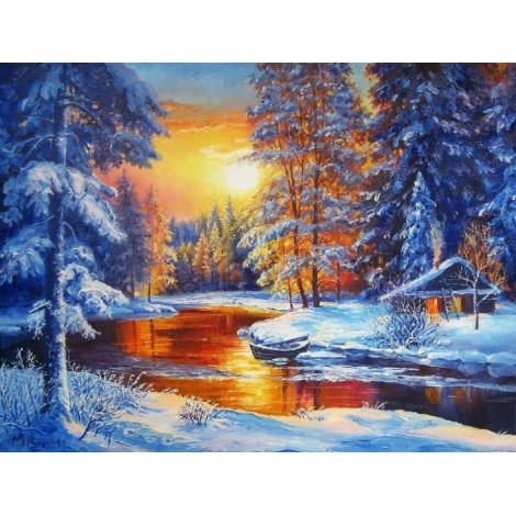 Nice Winter Snow Sunset Diamond Paint