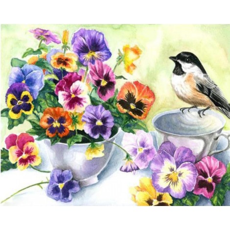 Beautiful Flowers & Sparrow