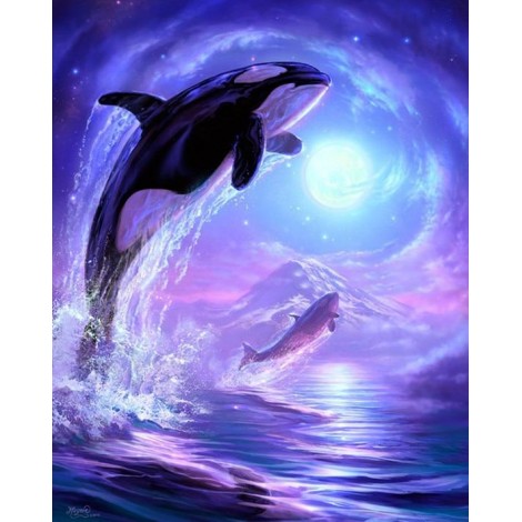 Jumping Dolphins DIY Diamond Art