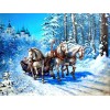 Three Horses Running in Snow