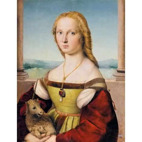 Lady with Unicorn Painting by Raphael