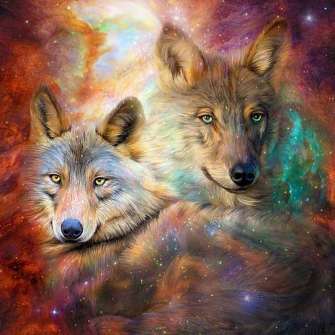 Gorgeous Wolves Pair Painting
