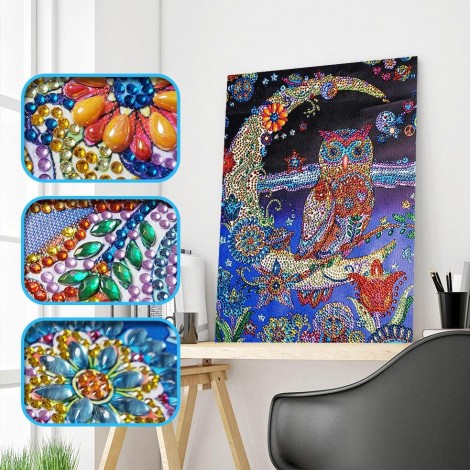 Owl on Moon  - Diamond Special Painting