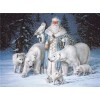 Santa & White Bear on Snow Paintings