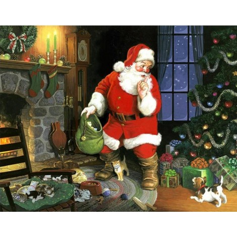 Santa & Puppies at Christmas