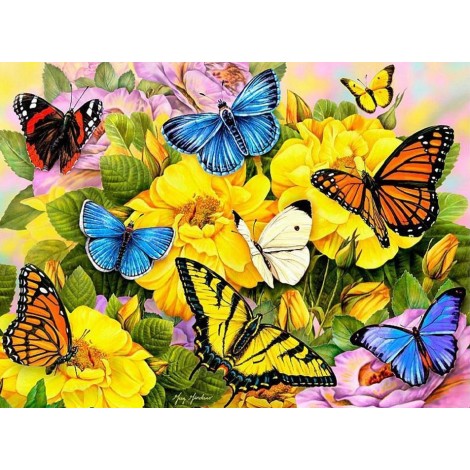 Adorable Butterflies on Yellow Flowers