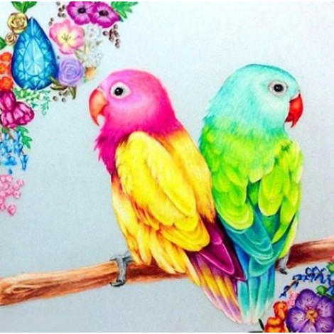 Sweet Parrots Pair Diamond Painting Kit