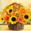 Flowers Basket - Roses & Sunflowers