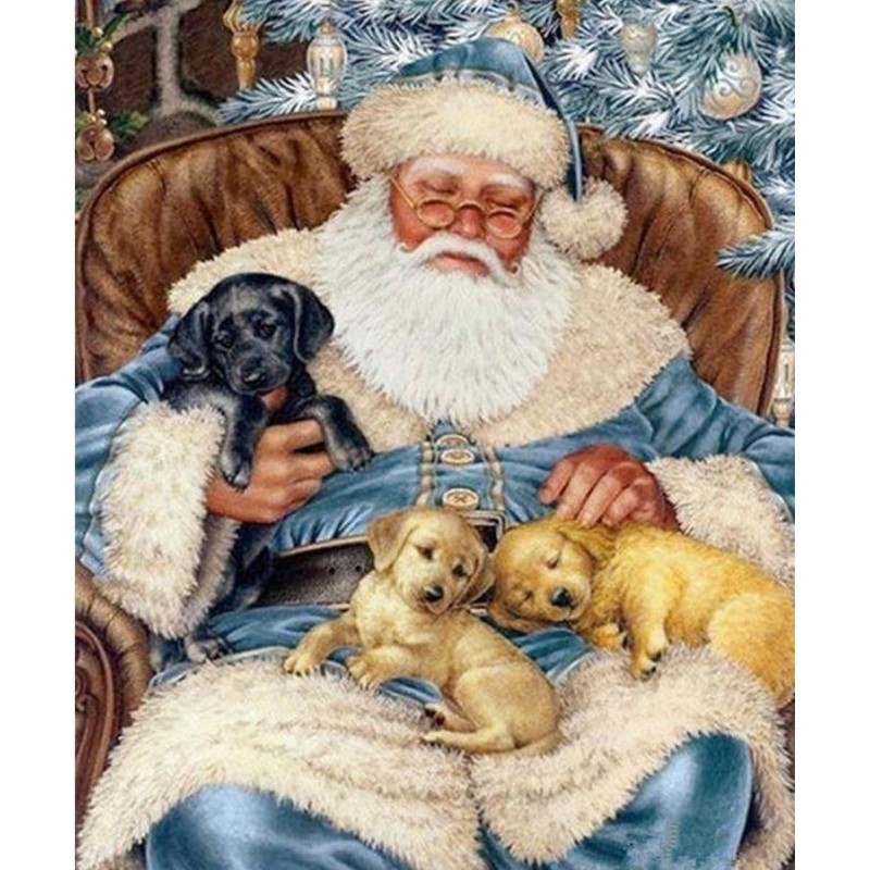 Santa with Cute Pupp...