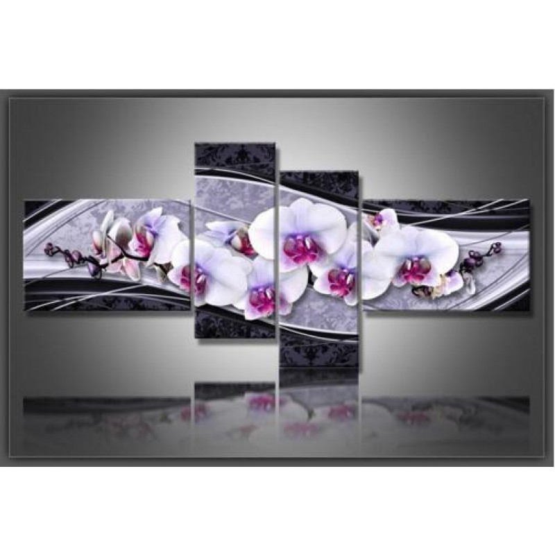 4 Panel Flower Paint...