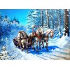 Beautiful Horses Running on the Snow