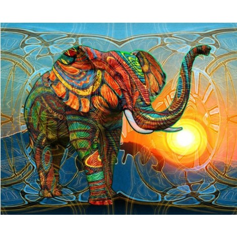 Unique Artistic Elephant and the Sunset Diamond Painting