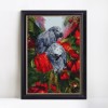Beautiful Grey Parrots in Covered in Flowers