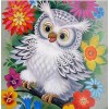 White Owl in Colorful Flowers