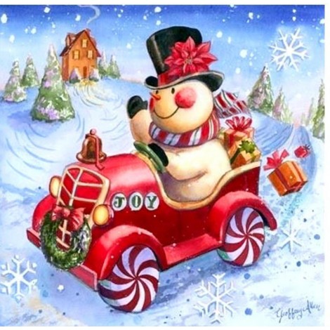 Snow Man Christmas DIY Painting