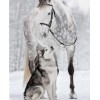 Big Horse & Dog in Winter