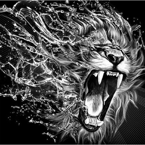 Wild Black & White Lion and Tigers Diamond Painting