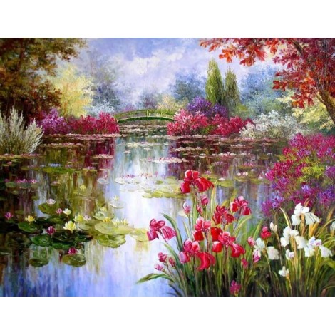 Lake & Flowers Diamond Painting Kit