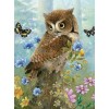 Owl Sitting in Flowers