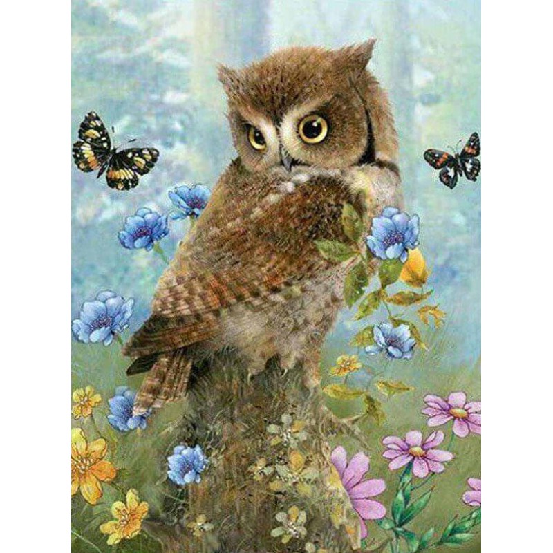 Owl Sitting in Flowe...