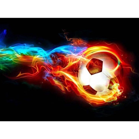 Soccer Ball on Fire Diamond Painting Kit