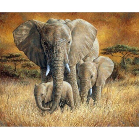 Elephant Family DIY Diamond Painting Kit